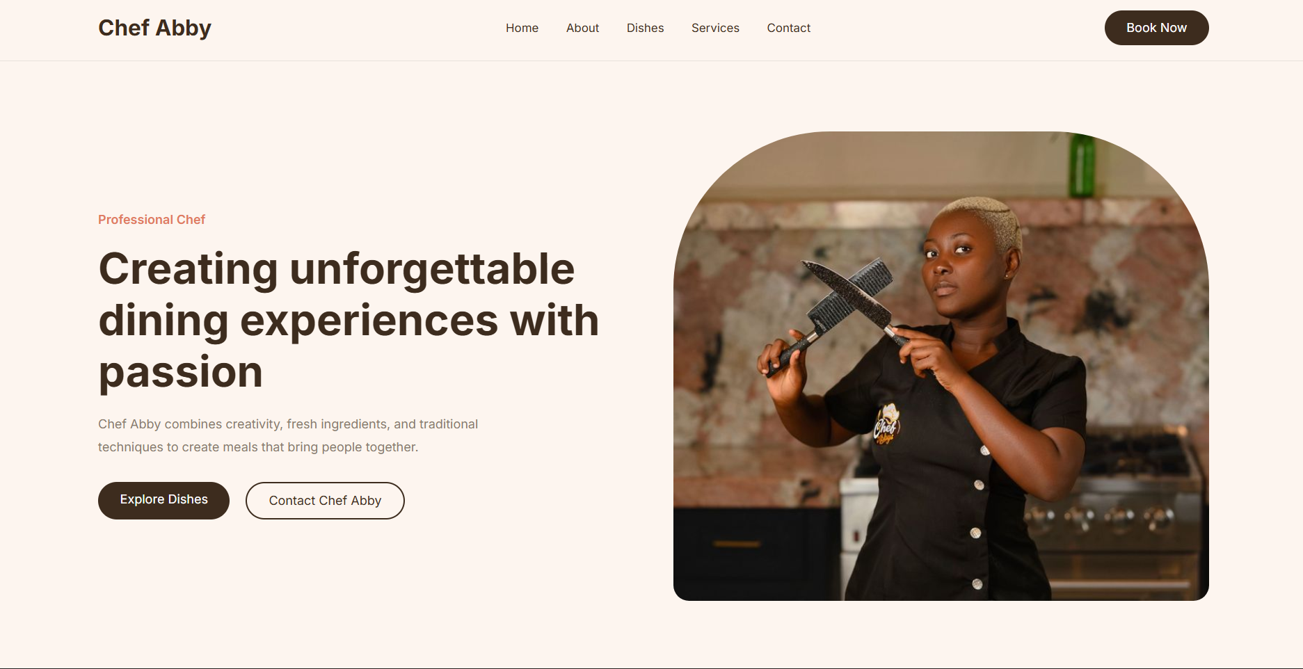 chef Abby landing page preview